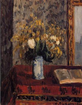 Camille Pissarro : Vase of Flowers, Tulips and Garnets